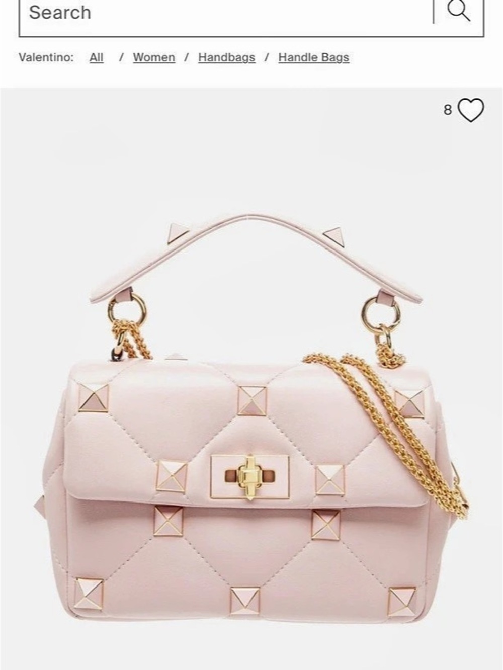 Valentino Rockstud Spike Medium Top Handle Bag in Pink